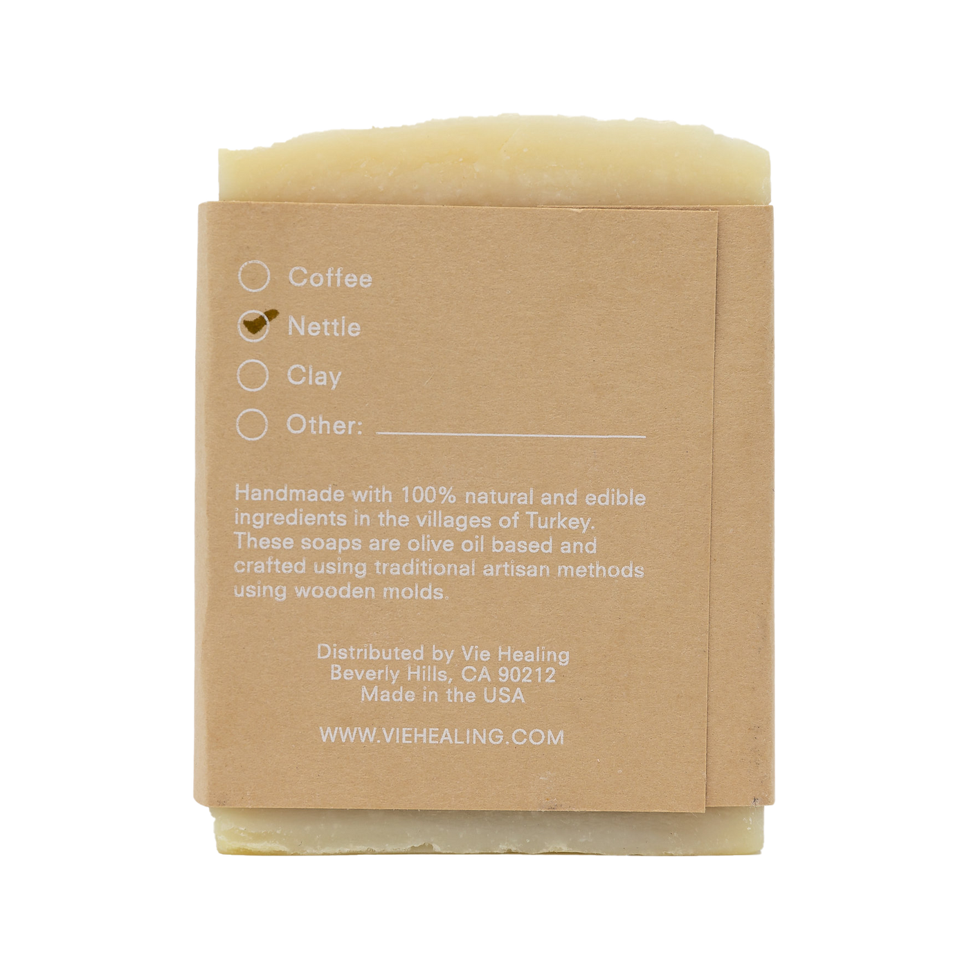 Back of Nettle scented soap label