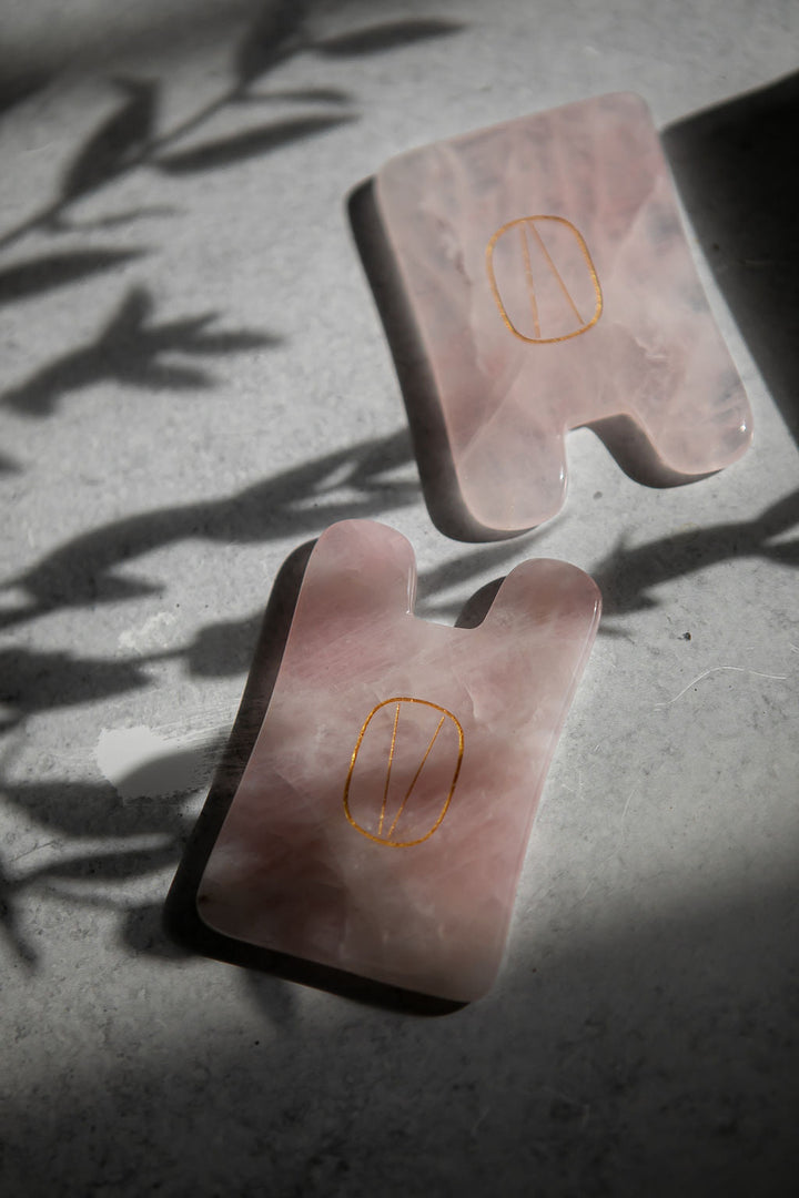 VIE HEALING rose quartz gua sha 12-pack — wholesale facial sculpting tools for spas and practitioners