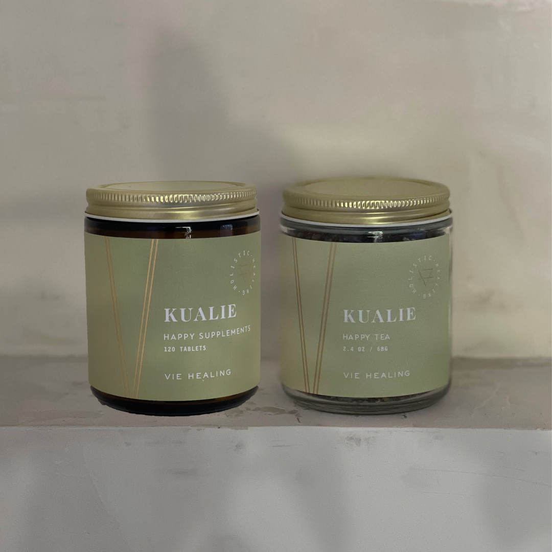 VIE HEALING KUALIE happy tea and supplements pairing