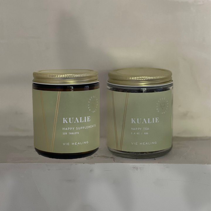 VIE HEALING KUALIE happy tea and supplements pairing