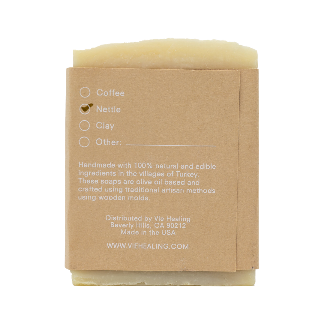 Back of Nettle scented soap label