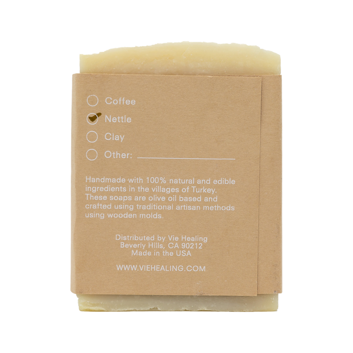 Back of Nettle scented soap label