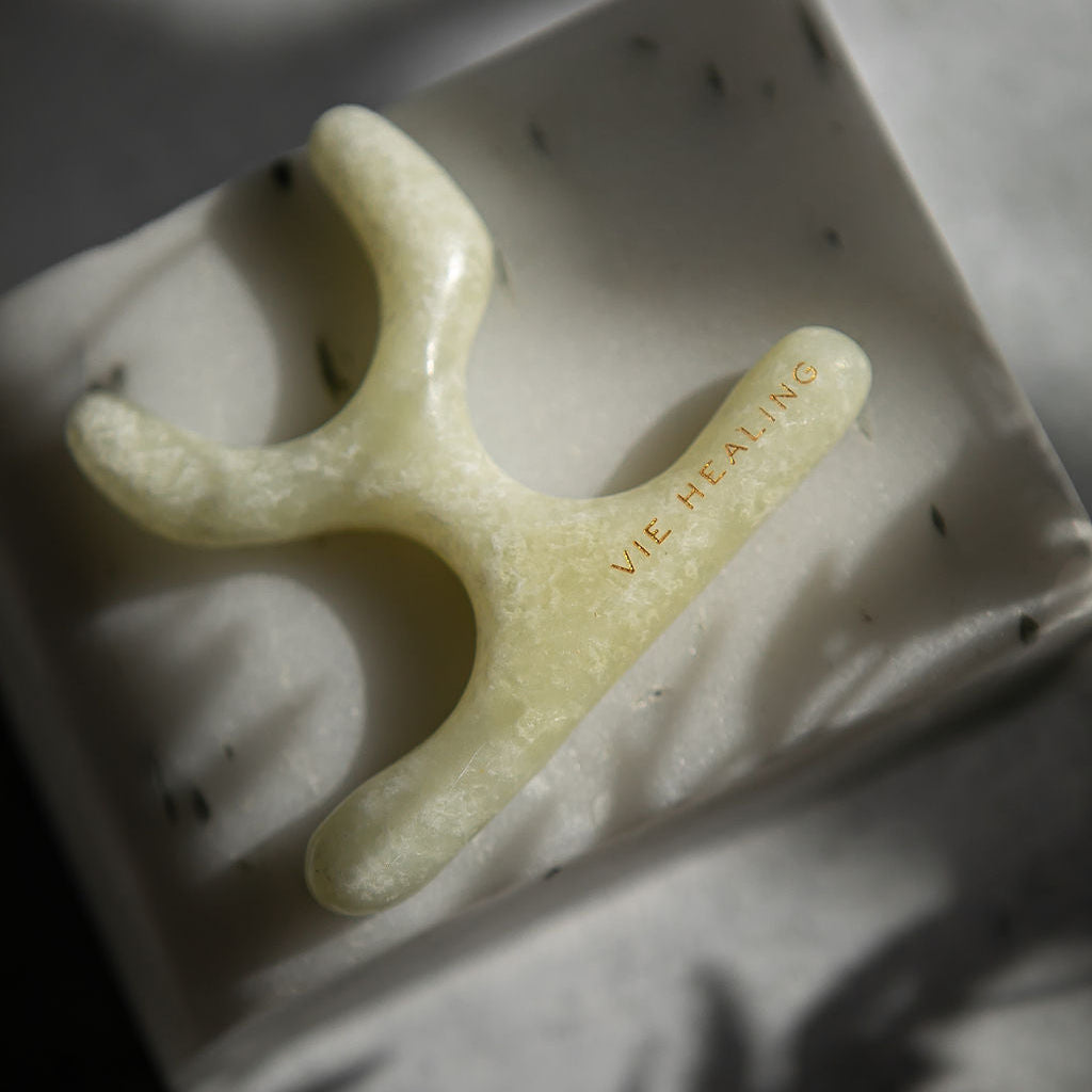U-Shape Jade Gua Sha for Lymphatic Drainage, Jawline Lifting and Glow