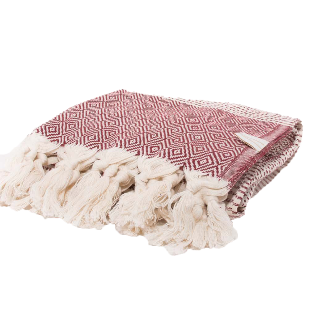 Folded red towel no background